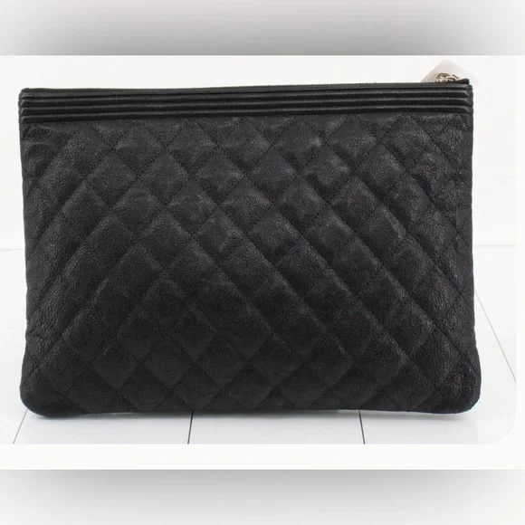 Boy Chanel Black Quilted Caviar Leather Clutch - Picture 2 of 12